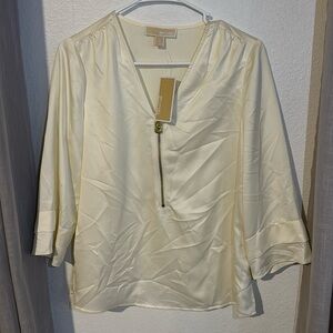 Michael Kors off-white 3/4 sleeve top